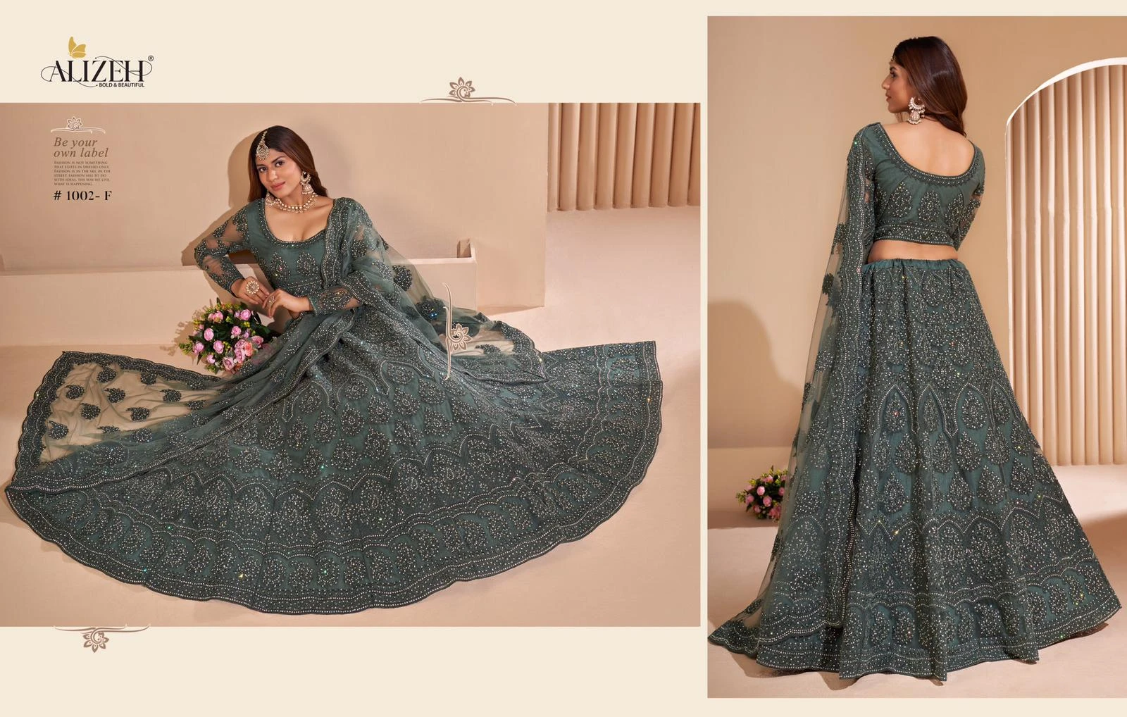Alizeh Heritage Colour Saga 1002 Colours Butterfly Net Wholesale Lehenga Catalog — Wholesale Lehenga, Alizeh wholesale from Surat — view 6